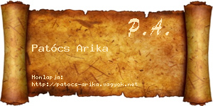 Patócs Arika névjegykártya